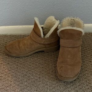 Suede Shearling Lined Ugg Boots - Chestnut Brown